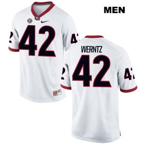 Men's Georgia Bulldogs NCAA #42 Mitchell Werntz Nike Stitched White Authentic College Football Jersey LWO8254YN